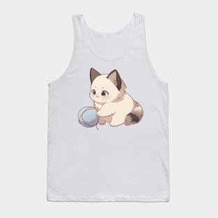 Cute Birman Cat Playing with Yarn Tank Top